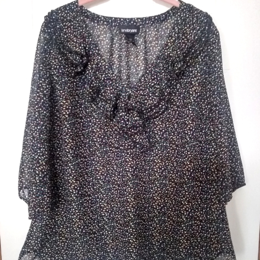 Lane Bryant sheer confetti print blouse